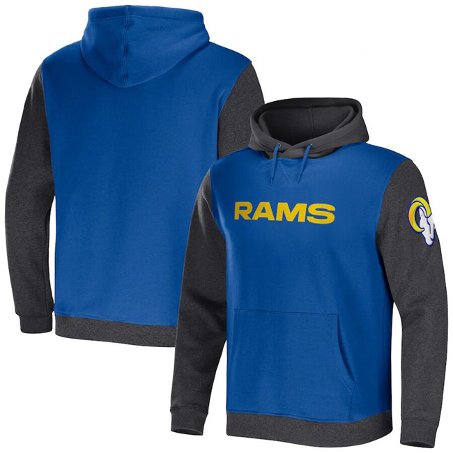 Men's Los Angeles Rams x Darius Rucker Collection Royal/Heather Charcoal Colorblock Pullover Hoodie Men's Los Angeles Rams x Darius Rucker Collection Royal/Heather Charcoal Colorblock Pullover Hoodie